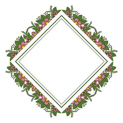 Vector illustration white background with floral frame hand drawn