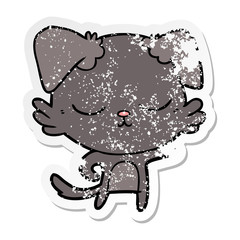 distressed sticker of a cute cartoon dog