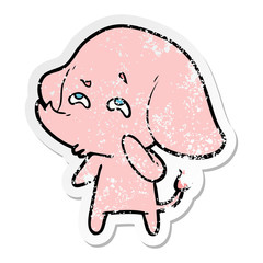 distressed sticker of a cartoon elephant remembering