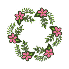 Vector illustration elegant colorful flower frame hand drawn