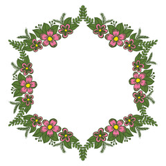 Vector illustration elegant colorful flower frame hand drawn