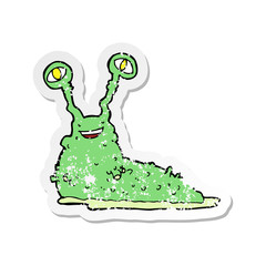 retro distressed sticker of a cartoon slug