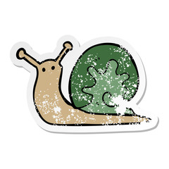 distressed sticker of a cartoon snail