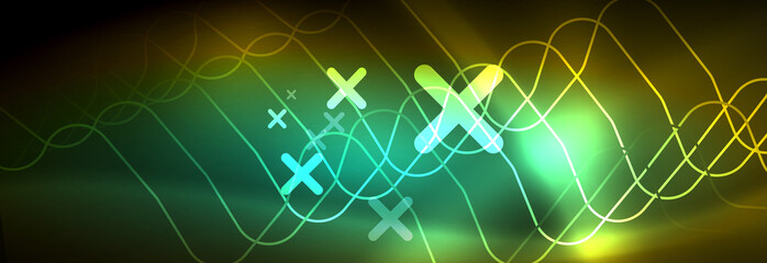 Shiny neon lights background, techno design, modern wallpaper for your project