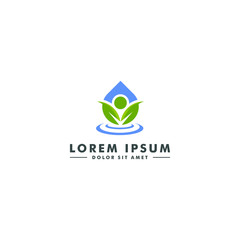 Water drop logo template, organic icon, Abstract people design vector illustration