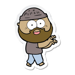 sticker of a cartoon bearded man grasping
