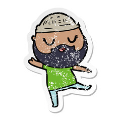 distressed sticker of a cute cartoon man with beard
