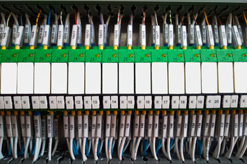 rows of connected switching relays