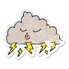 distressed sticker of a cartoon thundercloud