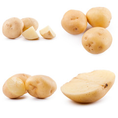 Stacks of potato isolated on white background