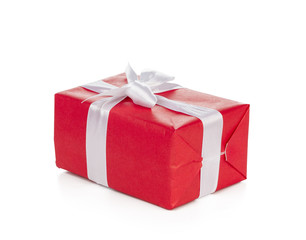 gift box with ribbon bow isolated on white background