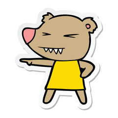 sticker of a pointing bear cartoon