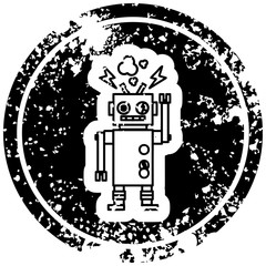 malfunctioning robot distressed icon