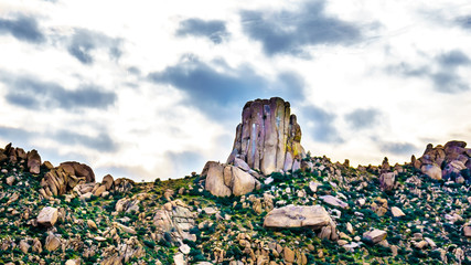 Close up of the rock named Tom's Thumb in the McDowell Mountain Range around Phoenix, Arizona