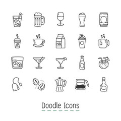 Doodle Drinks Icons.