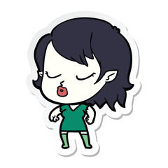 sticker of a cute cartoon vampire girl