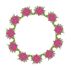 Vector illustration beautiful bloom wreath frame hand drawn