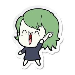 Obraz na płótnie Canvas sticker of a cute cartoon happy vampire girl