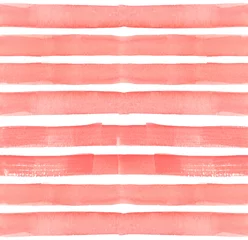 Papier Peint photo Rayures horizontales Modèle sans couture avec de larges rayures orange corail horizontales peintes à l& 39 aquarelle sur fond isolé blanc
