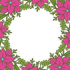 Vector illustration beautiful bloom wreath frame hand drawn