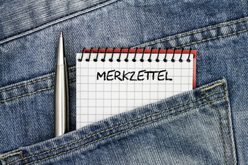 Merkzettel in einer Hosentasche