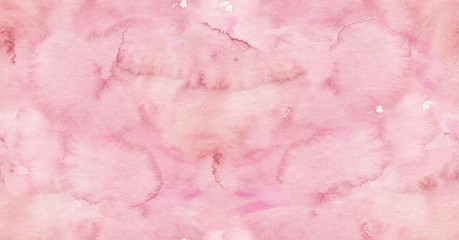 Seamless background pattern with light pink blots and stains painted in watercolor