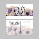 set of front and back of business card with flowers