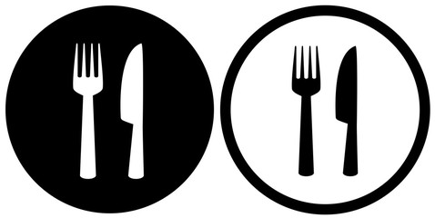 black restaurant sign with fork and knife