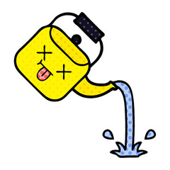 comic book style cartoon pouring kettle