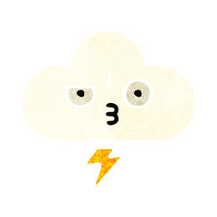 retro illustration style cartoon thunder cloud