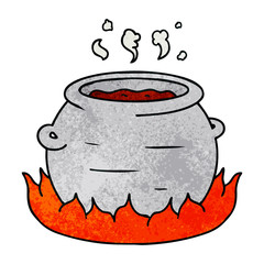 textured cartoon doodle of a pot of stew