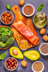 Animal and vegetable sources of omega-3 acids.