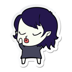 sticker of a cute cartoon vampire girl