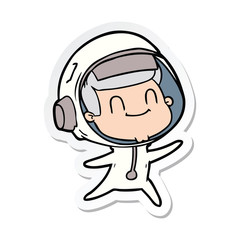 sticker of a happy cartoon astronaut