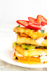 Viennese waffles with fruit and cream Honey