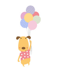 Naklejka premium cute dog with balloons