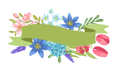 Banner with spring flowers.