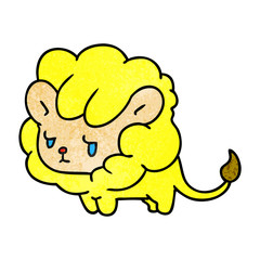 textured cartoon kawaii cute lion cub