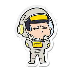 Obraz premium sticker of a cartoon stressed astronaut