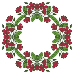 Tuinposter Vector illustration red flowering and green leafy frames hand drawn © StockFloral