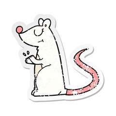 distressed sticker of a cartoon white mouse
