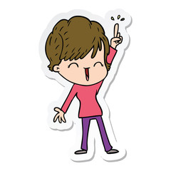 sticker of a cartoon laughing woman