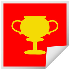 square peeling sticker cartoon gold trophy