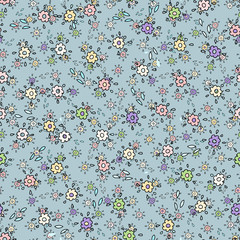 Cartoon Tiny wildflowers background seamless vintage  pattern isolated