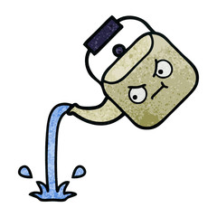 retro grunge texture cartoon pouring kettle