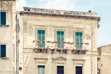 Sicily landscape, View of old buildings in Ortygia (Ortigia) Island, Syracuse, Sicily, Italy.