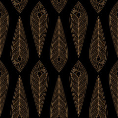 Peacock feathers royal pattern seamless. Luxury background vector. Art deco design for wallpaper, birthday gift wrapping paper, beauty spa salon, indian wedding party, holiday christmas card.