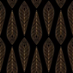 Wall murals Art deco Peacock feathers royal pattern seamless. Luxury background vector. Art deco design for wallpaper, birthday gift wrapping paper, beauty spa salon, indian wedding party, holiday christmas card.