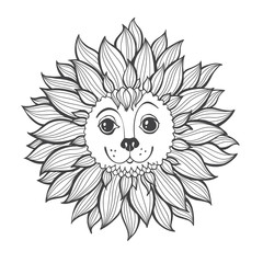 Lion head, cartoon vector illustration isolated on white background.