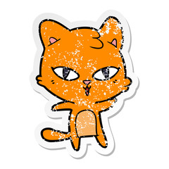 distressed sticker of a cartoon cat